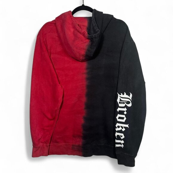 Broken Promises x Hot Stuff Heart Shaped Black & Red Split Dye Hoodie - Picture 8 of 8